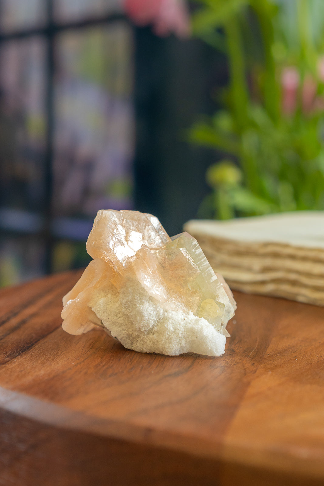 Green Apophyllite with Peach Stilbite and Okenite