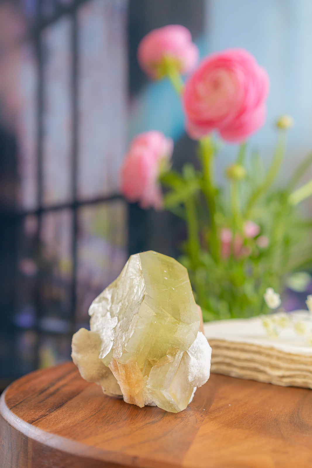 Green Apophyllite with Peach Stilbite and Okenite