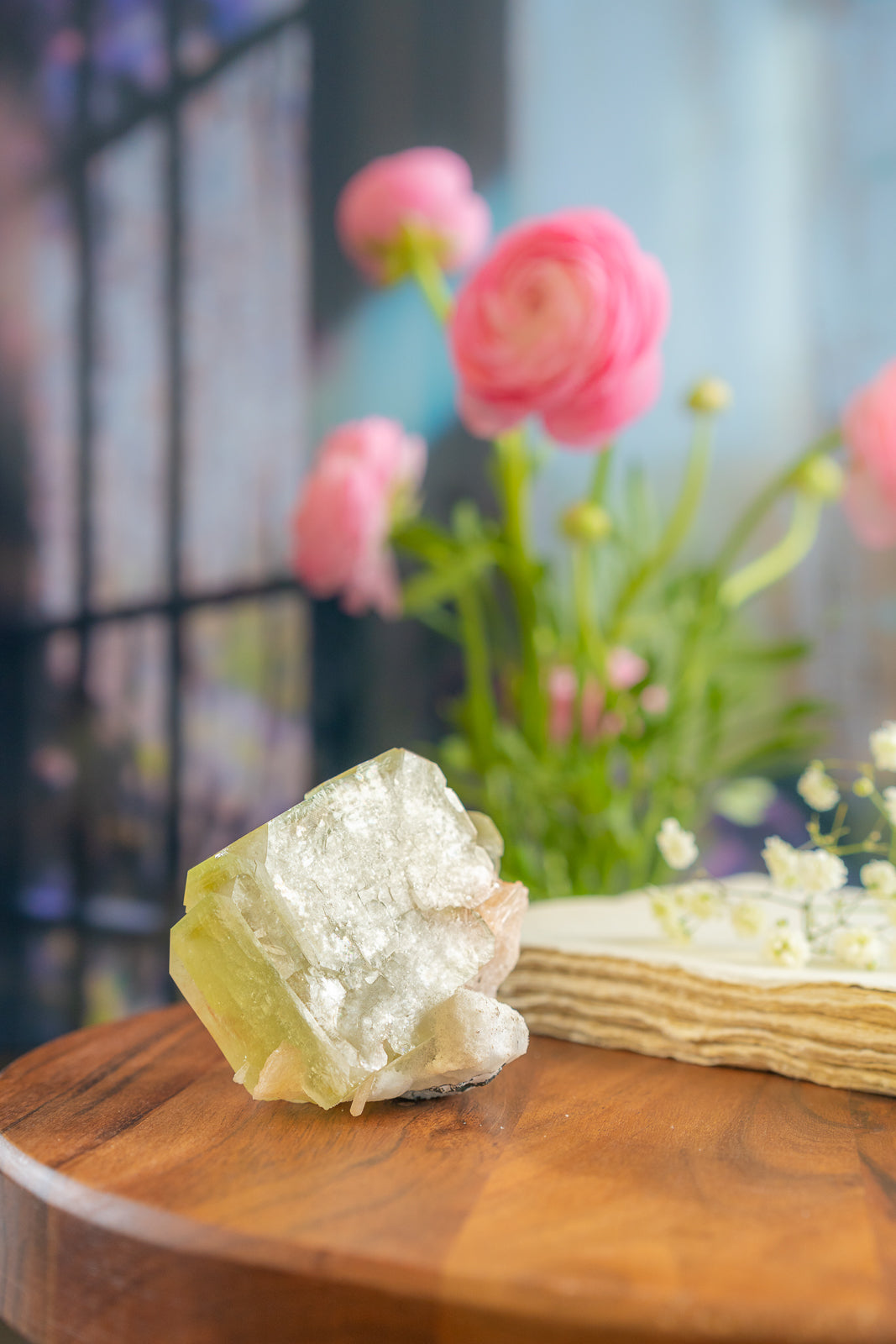 Green Apophyllite with Peach Stilbite and Okenite