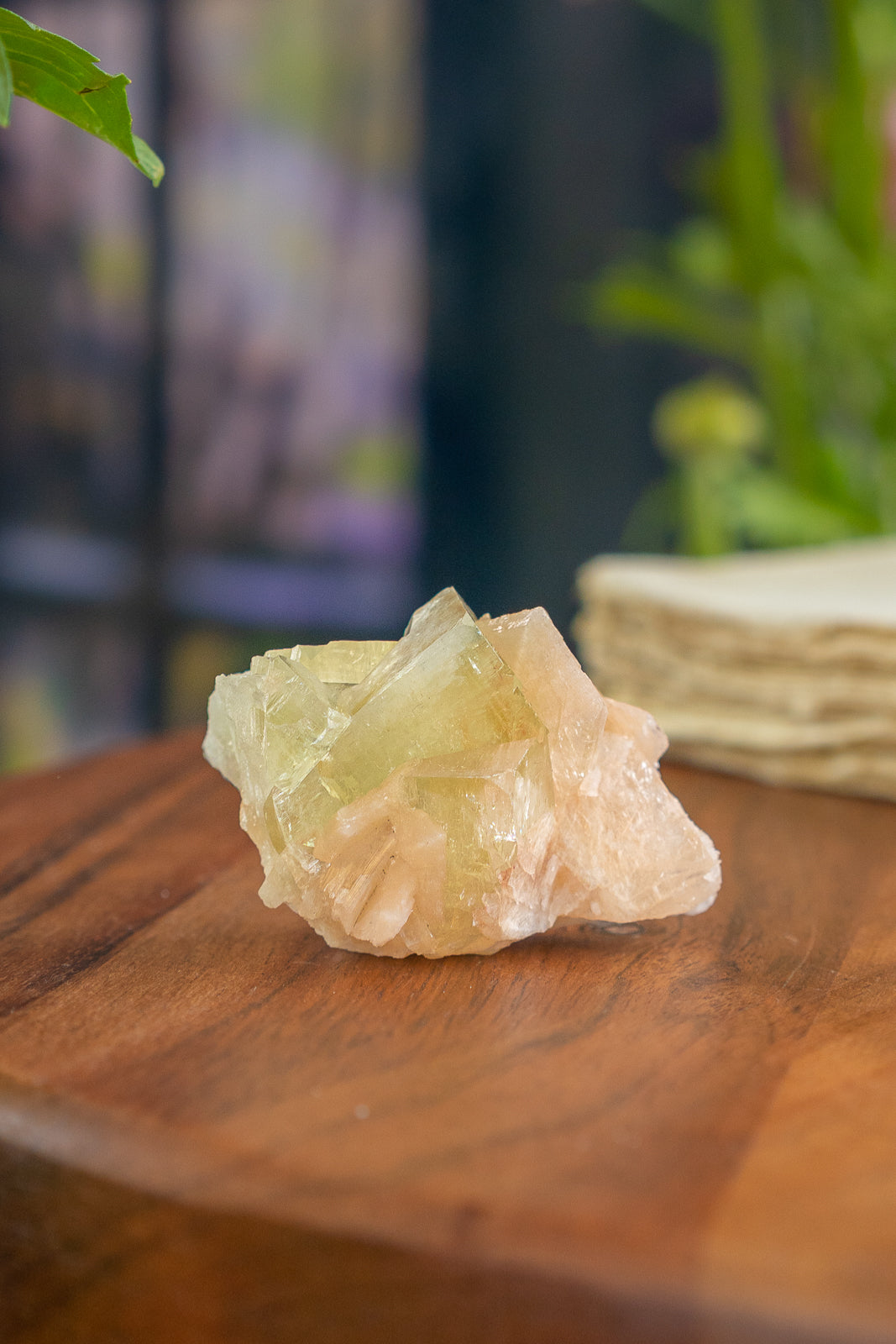 Green Apophyllite with Peach Stilbite