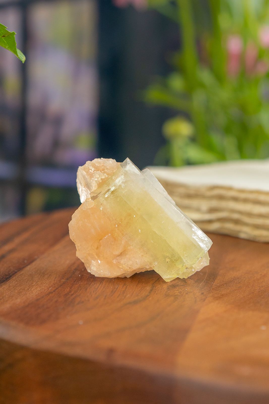 Green Apophyllite with Peach Stilbite