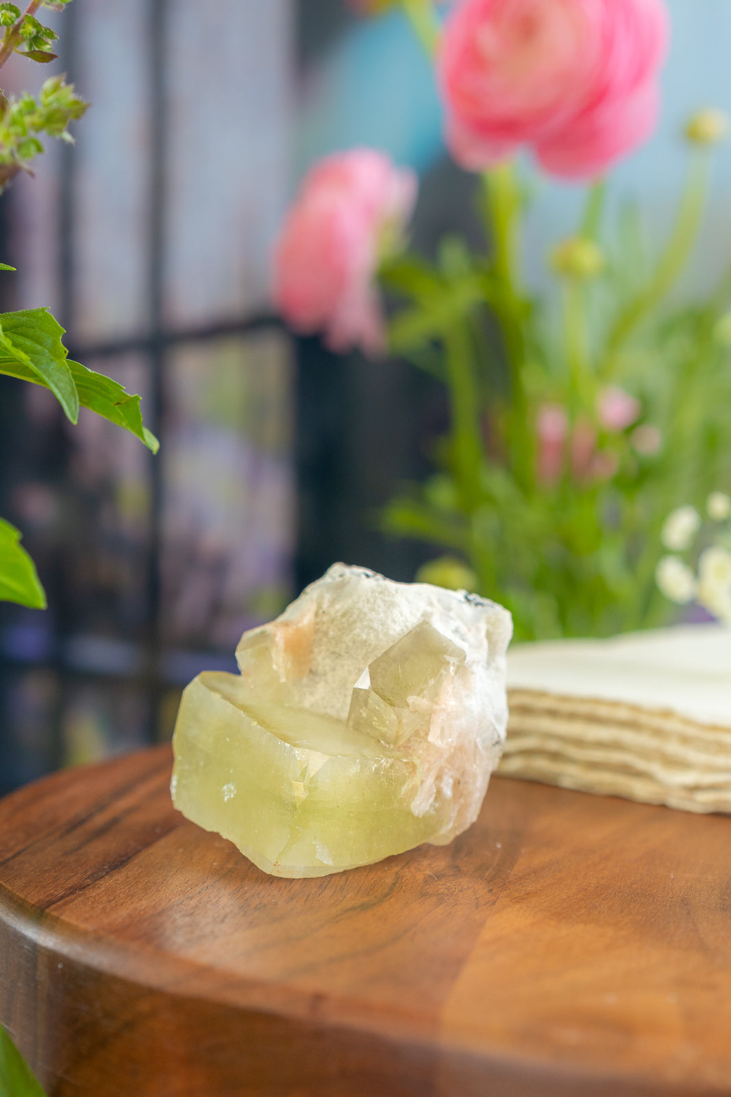 Green Apophyllite with Peach Stilbite and Okenite