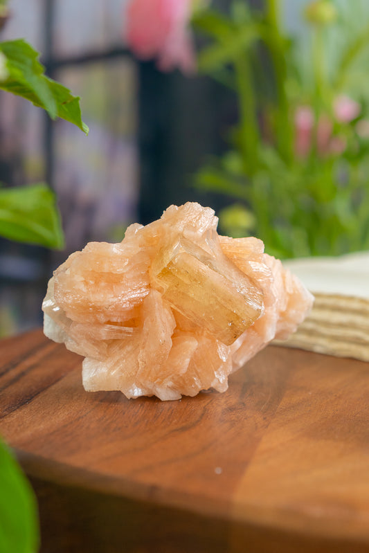 Peach Stilbite with Green Apophyllite