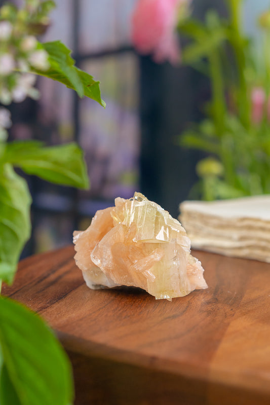 Green Apophyllite with Peach Stilbite