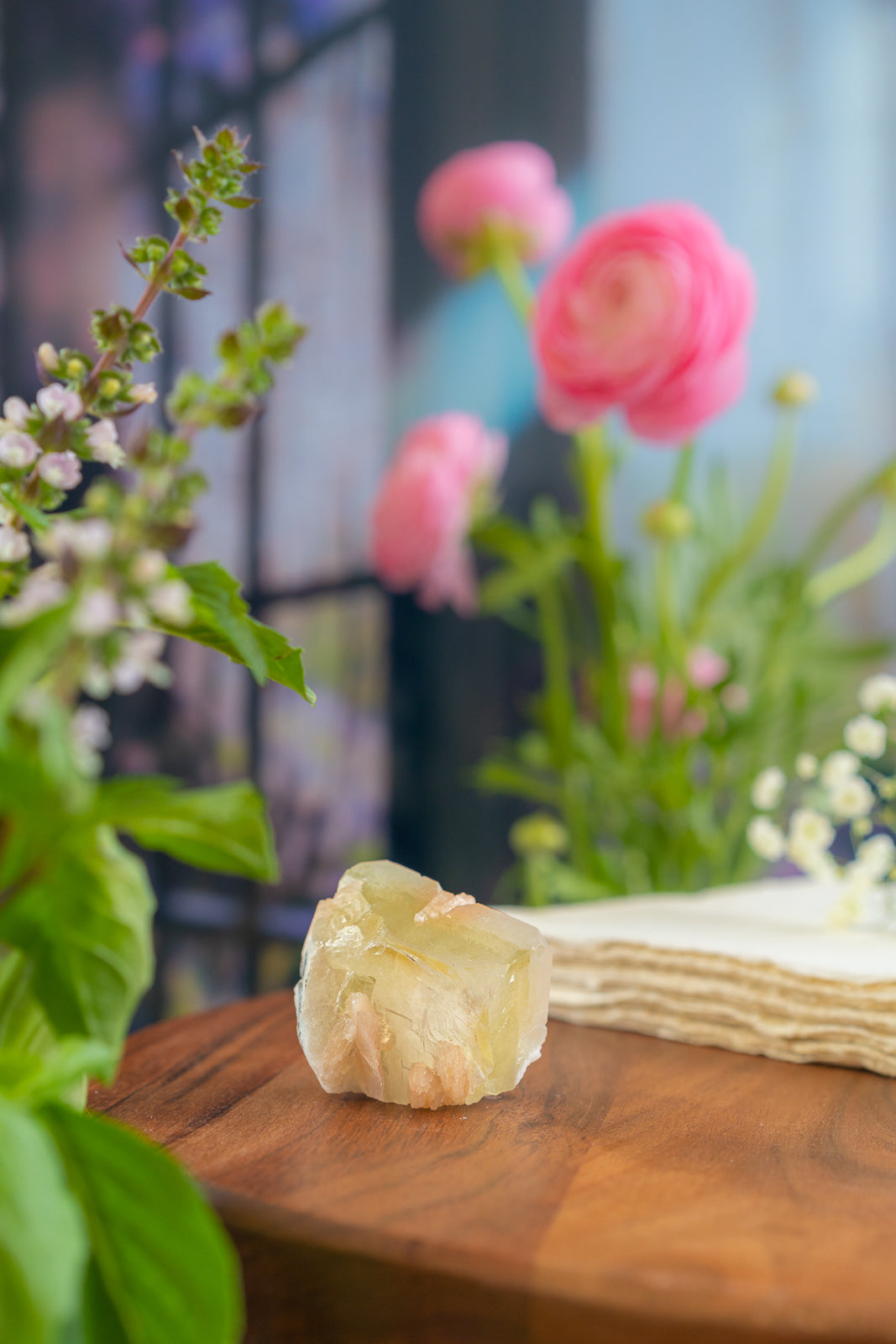 Green Apophyllite with Peach Stilbite and Okenite