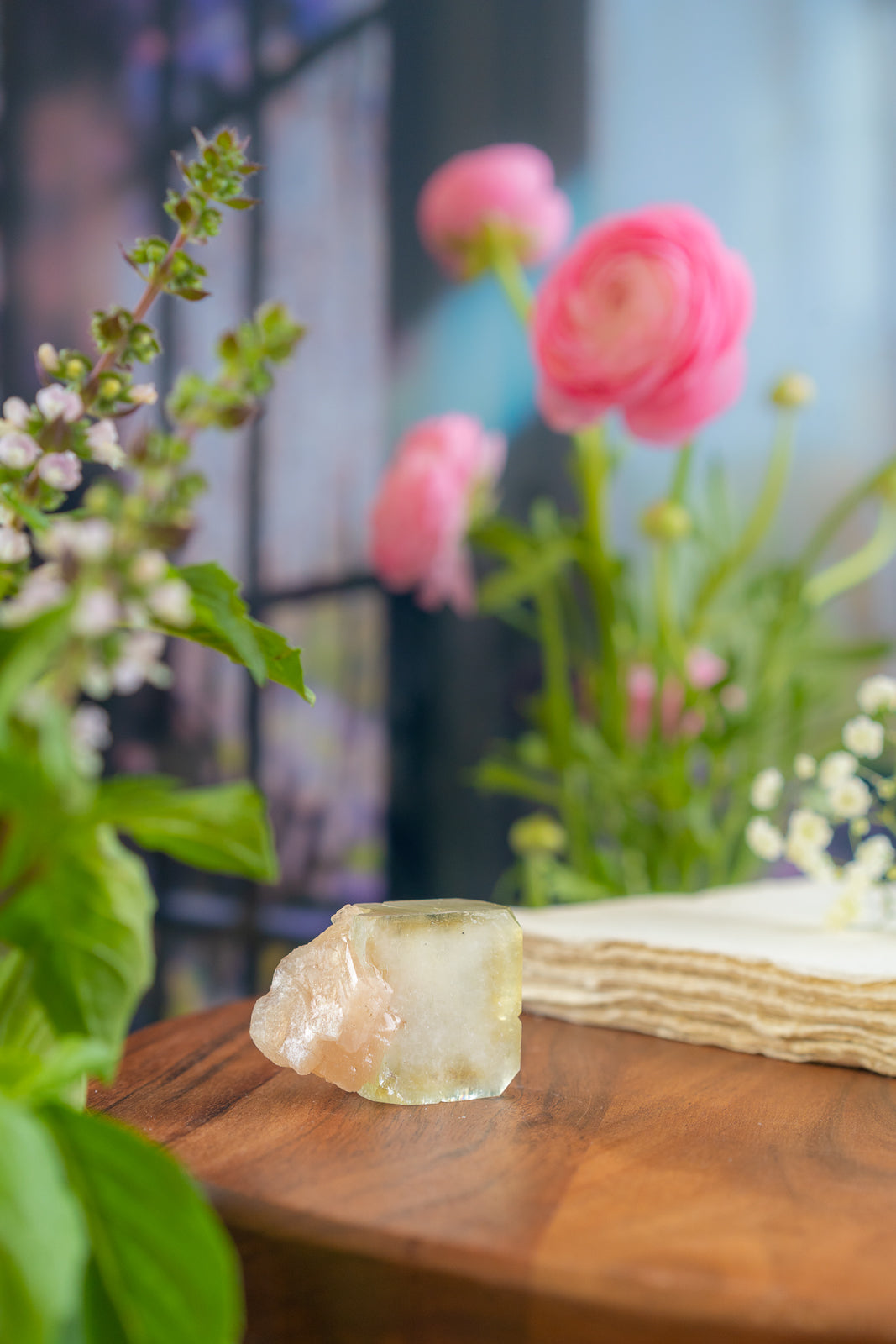 Green Apophyllite with Peach Stilbite