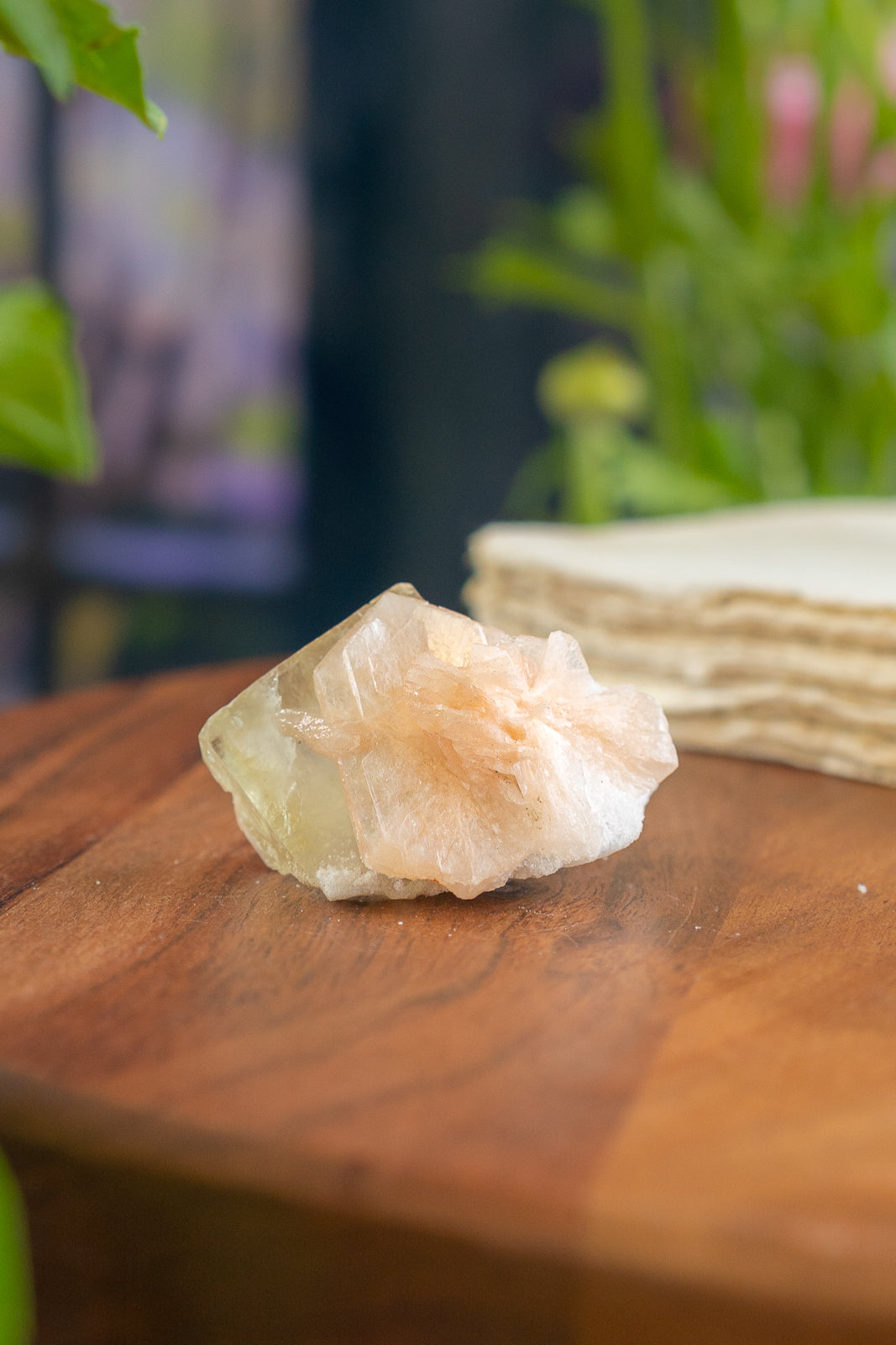 Green Apophyllite with Peach Stilbite and Okenite