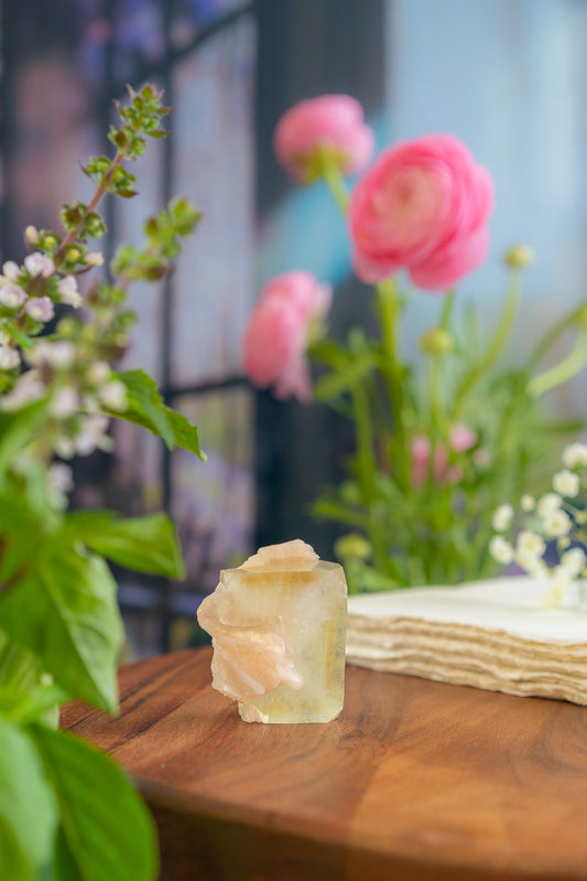 Green Apophyllite with Peach Stilbite