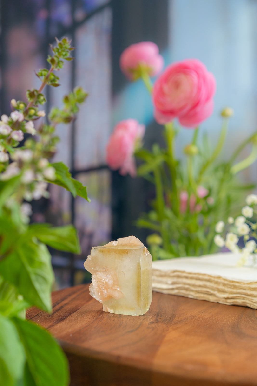 Green Apophyllite with Peach Stilbite