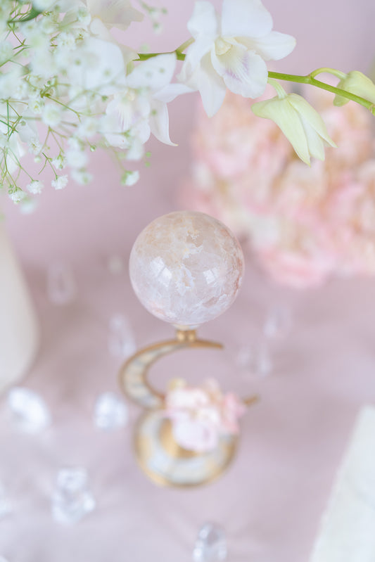 Flower Agate Sphere with Quartz