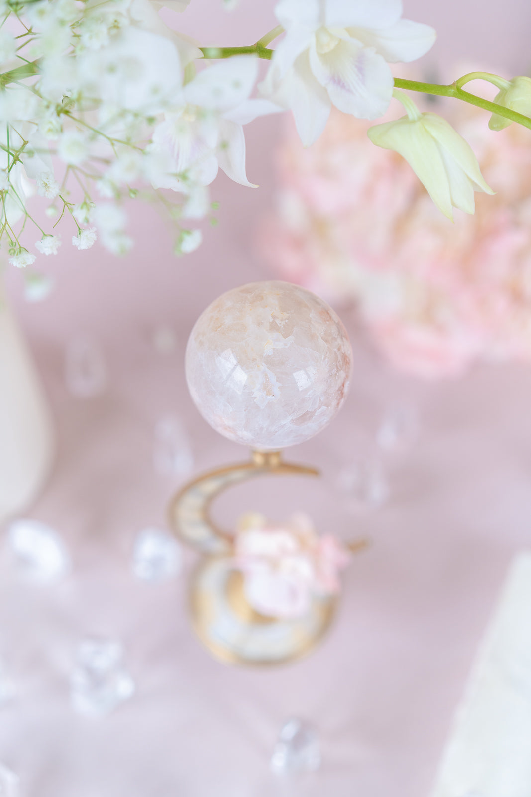 Flower Agate Sphere with Quartz