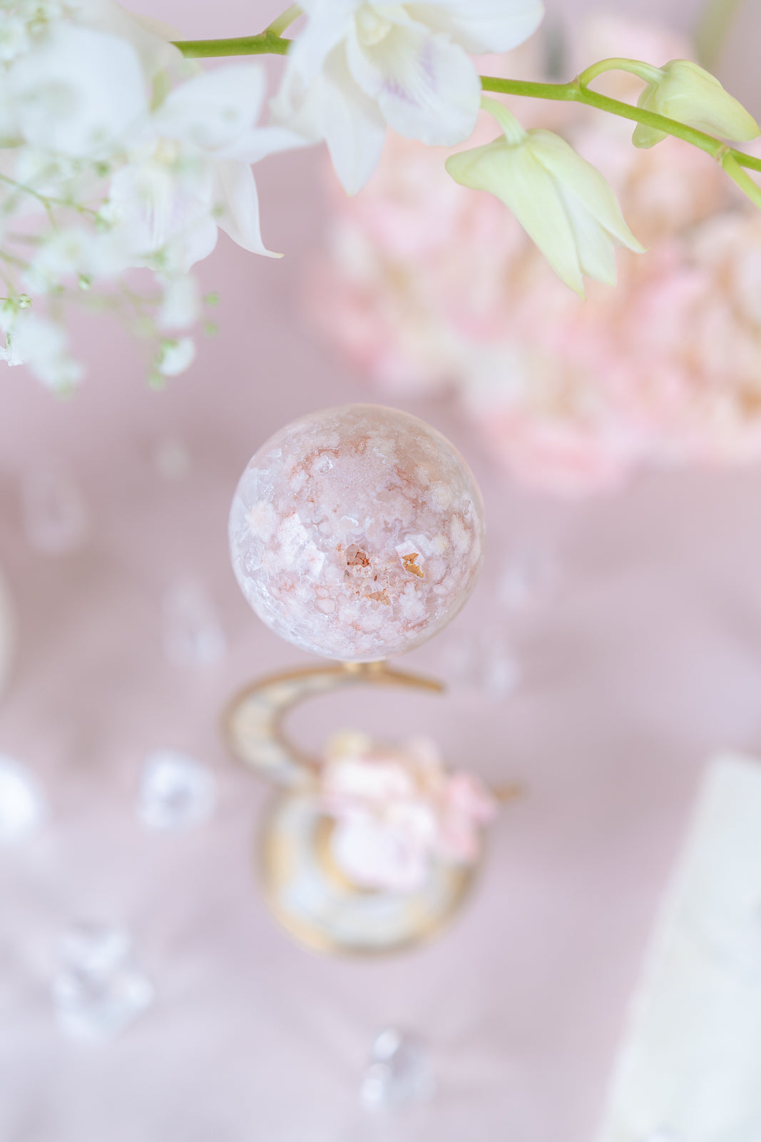 Flower Agate Sphere with Quartz