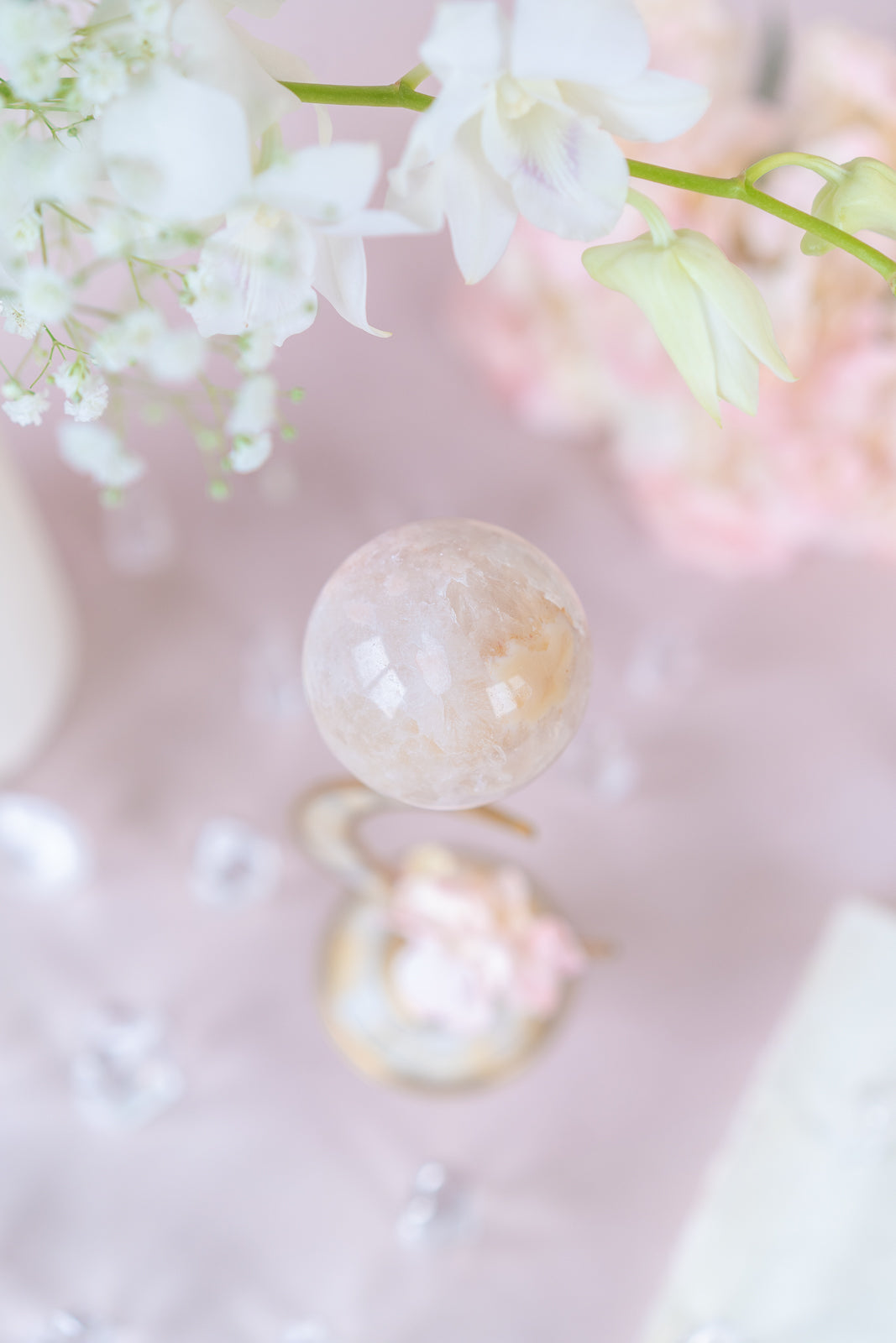 Flower Agate Sphere with Quartz