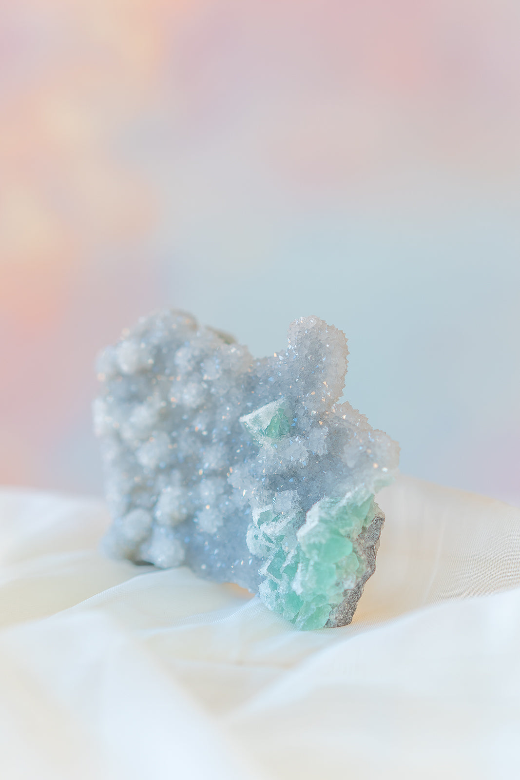 Sugary Fluorite on Blue Chalcedony