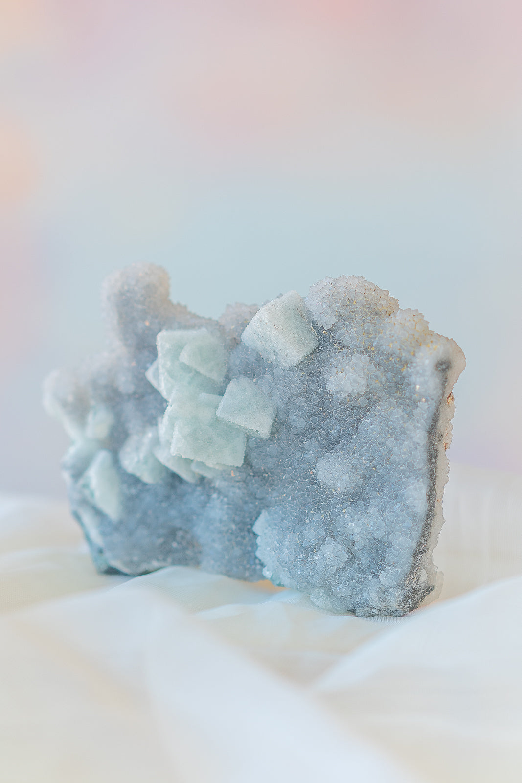 Sugary Fluorite on Blue Chalcedony