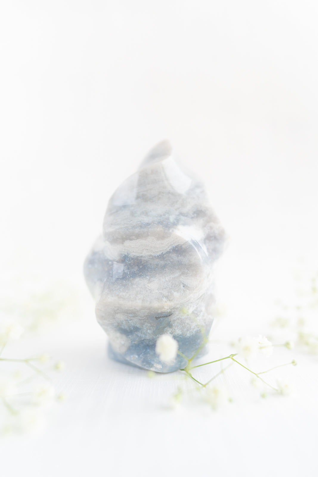 Pastel Blue and White Sea Jasper Flame