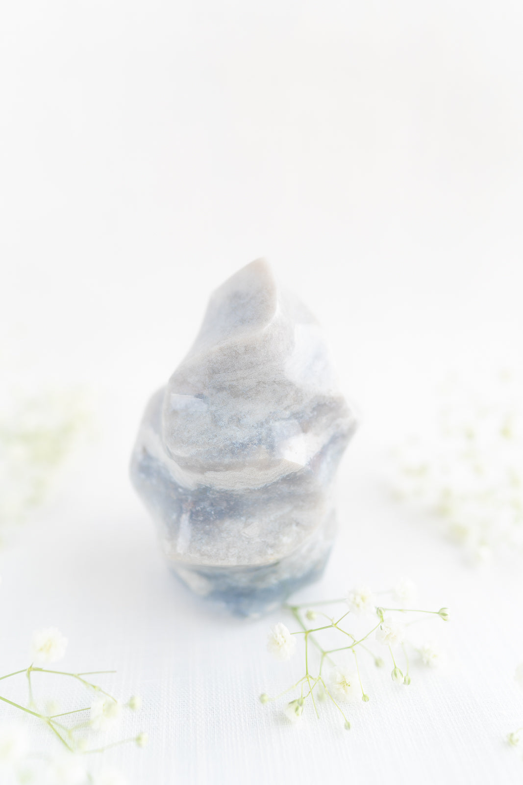 Pastel Blue and White Sea Jasper Flame