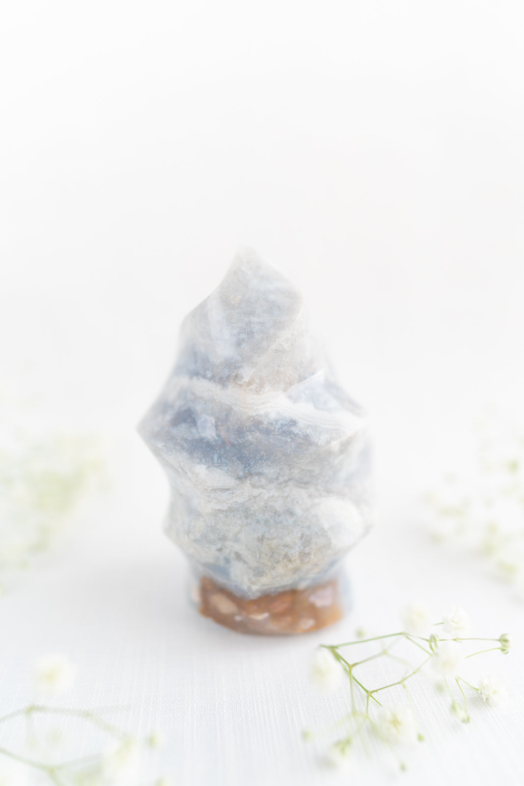 Pastel Blue and White Sea Jasper Flame