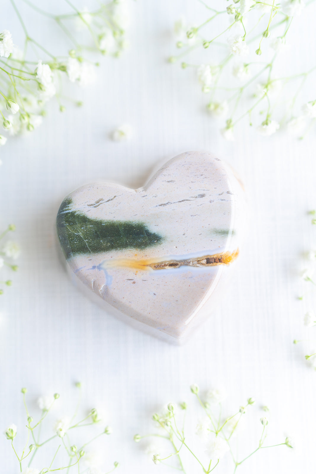 Sea Jasper Heart Bowl with Quartz