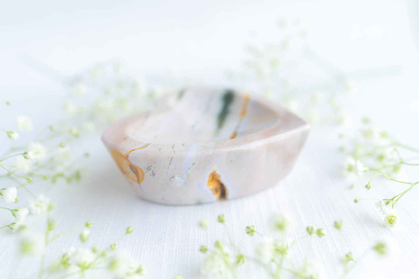 Sea Jasper Heart Bowl with Quartz