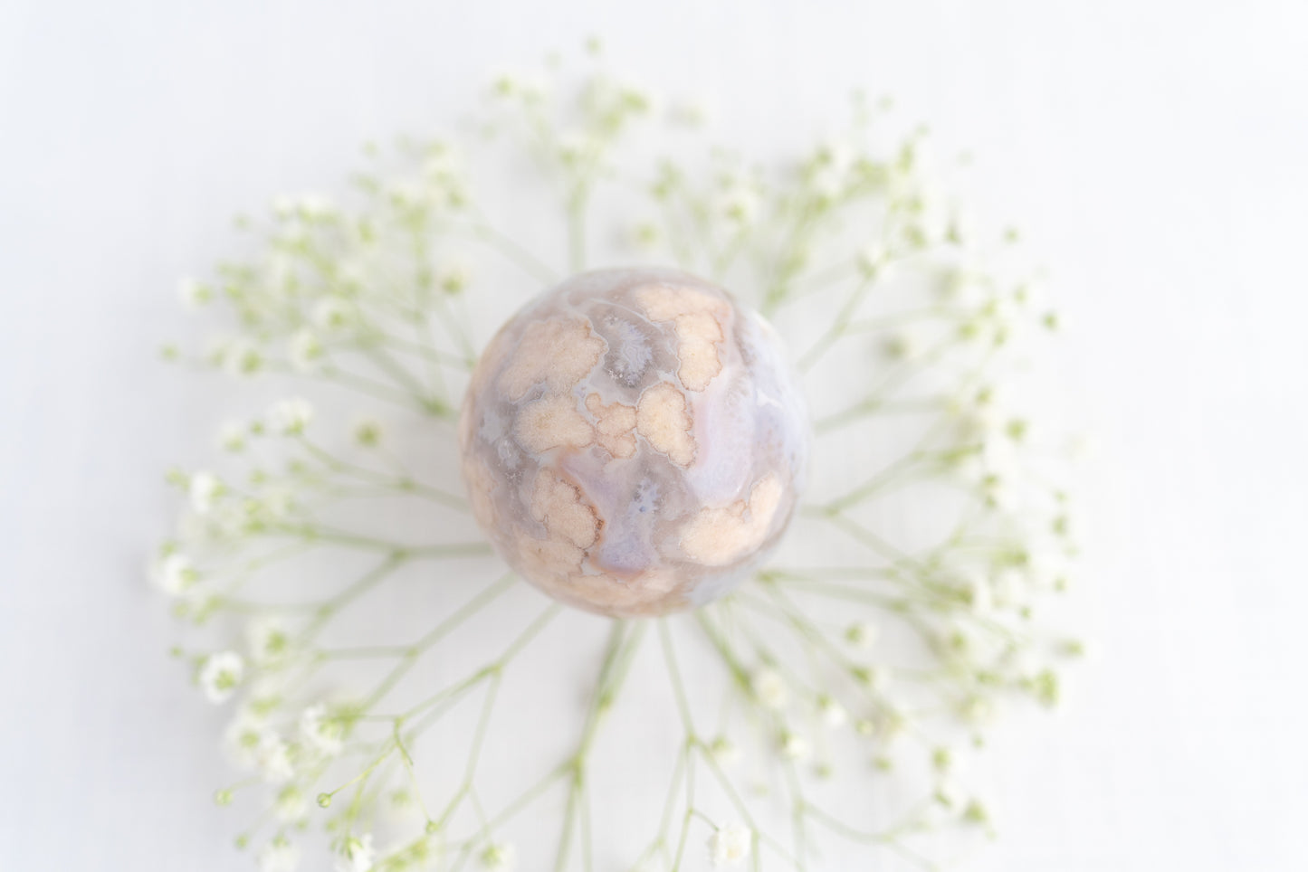 Flower Agate Sphere with Druzy