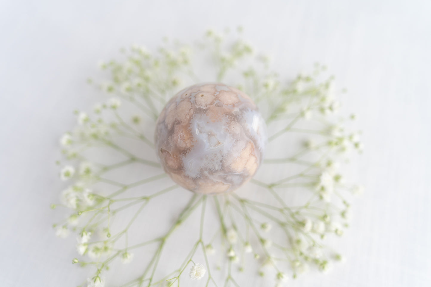 Flower Agate Sphere with Druzy