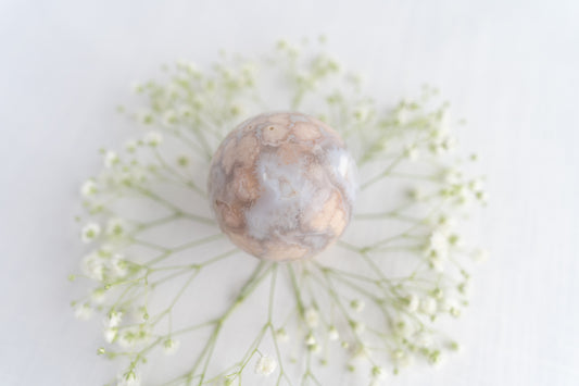 Flower Agate Sphere with Druzy