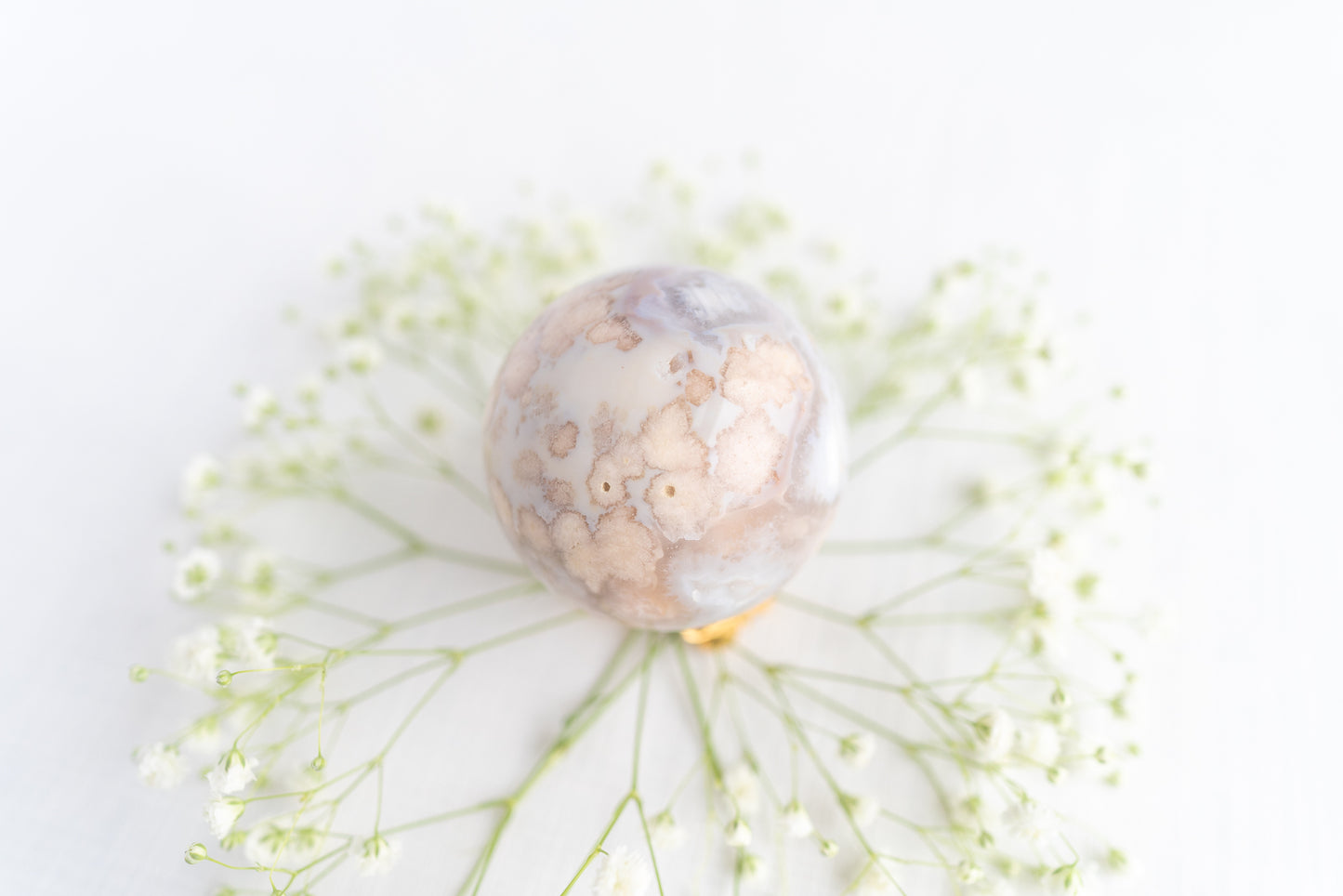 Flower Agate Sphere with Druzy