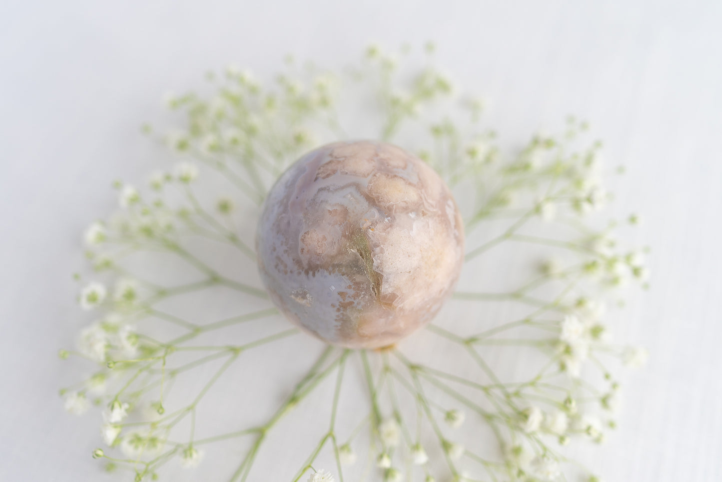 Flower Agate Sphere with Druzy