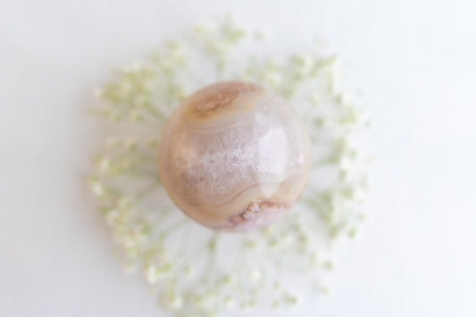 Flower Agate Sphere with Quartz