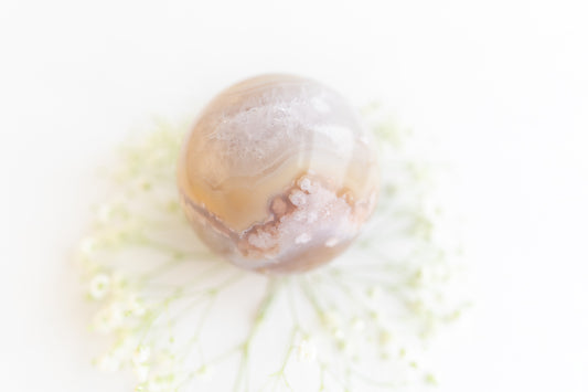 Flower Agate Sphere with Quartz