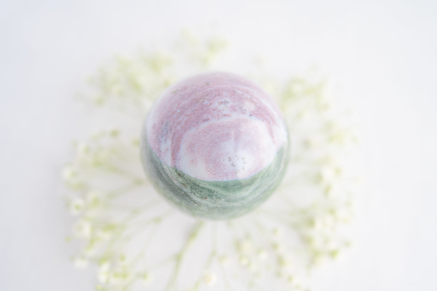 Pink and Green Sea Jasper Sphere with Pyrite