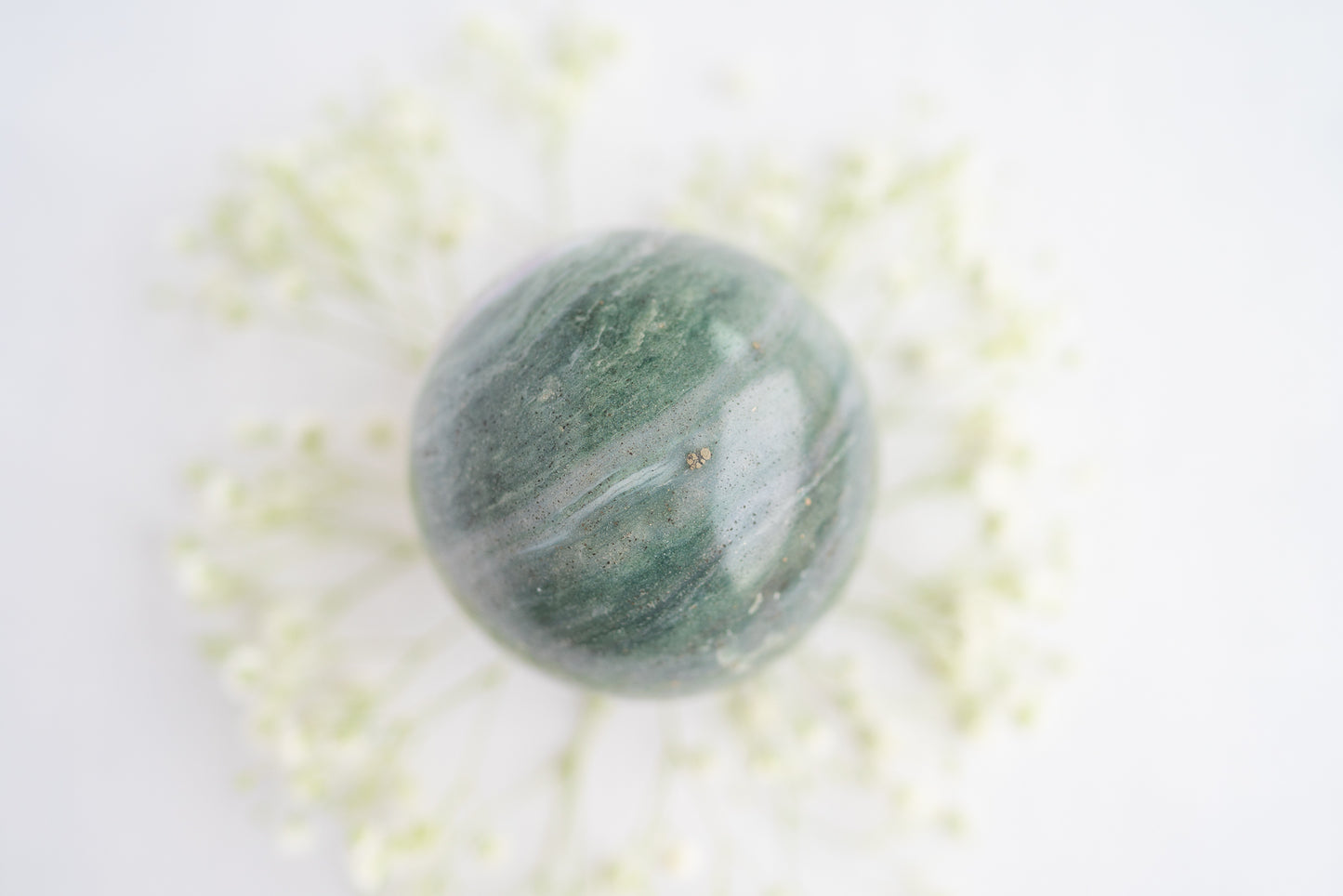 Pink and Green Sea Jasper Sphere with Pyrite