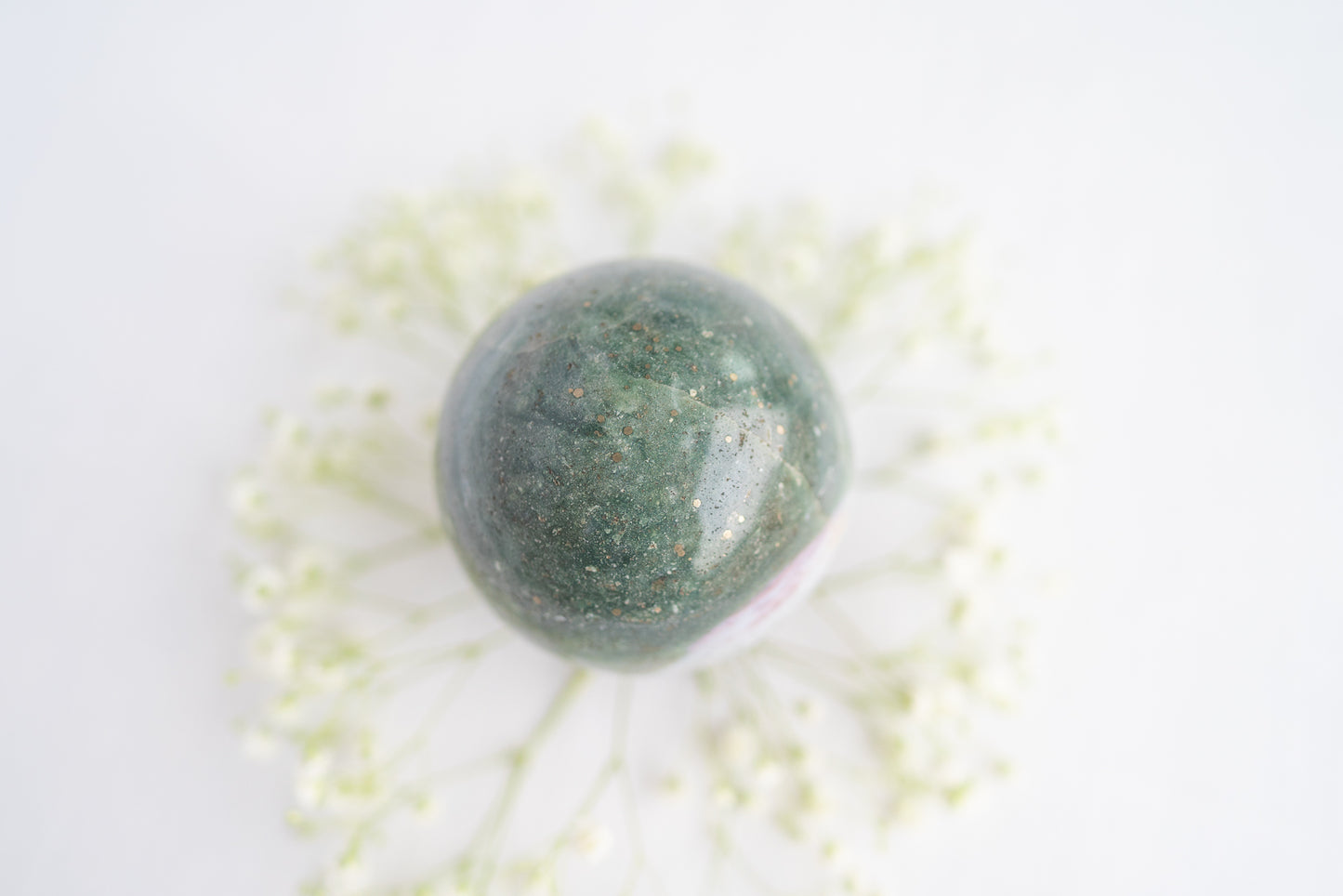 Pink and Green Sea Jasper Sphere with Pyrite