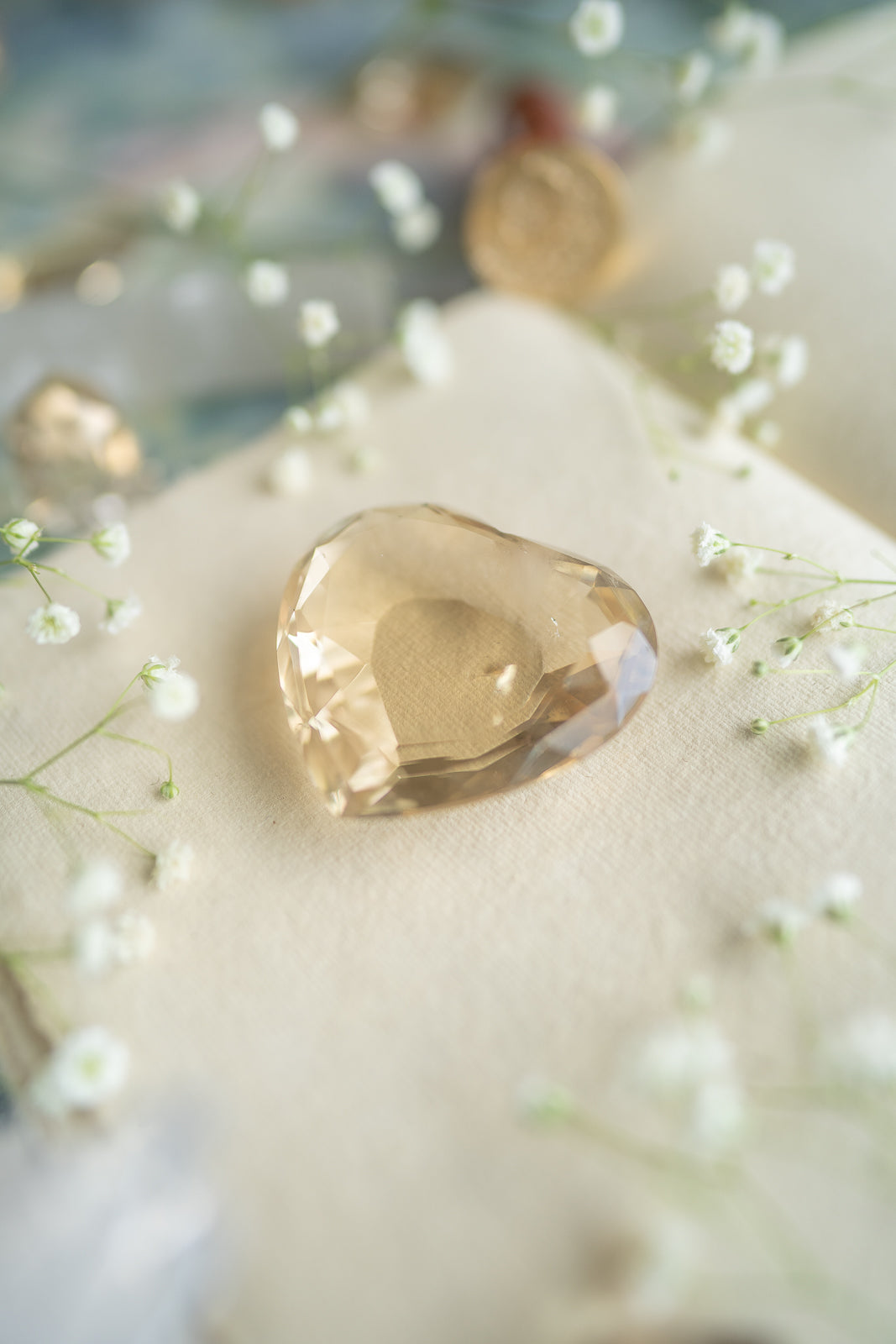 Faceted Citrine Heart