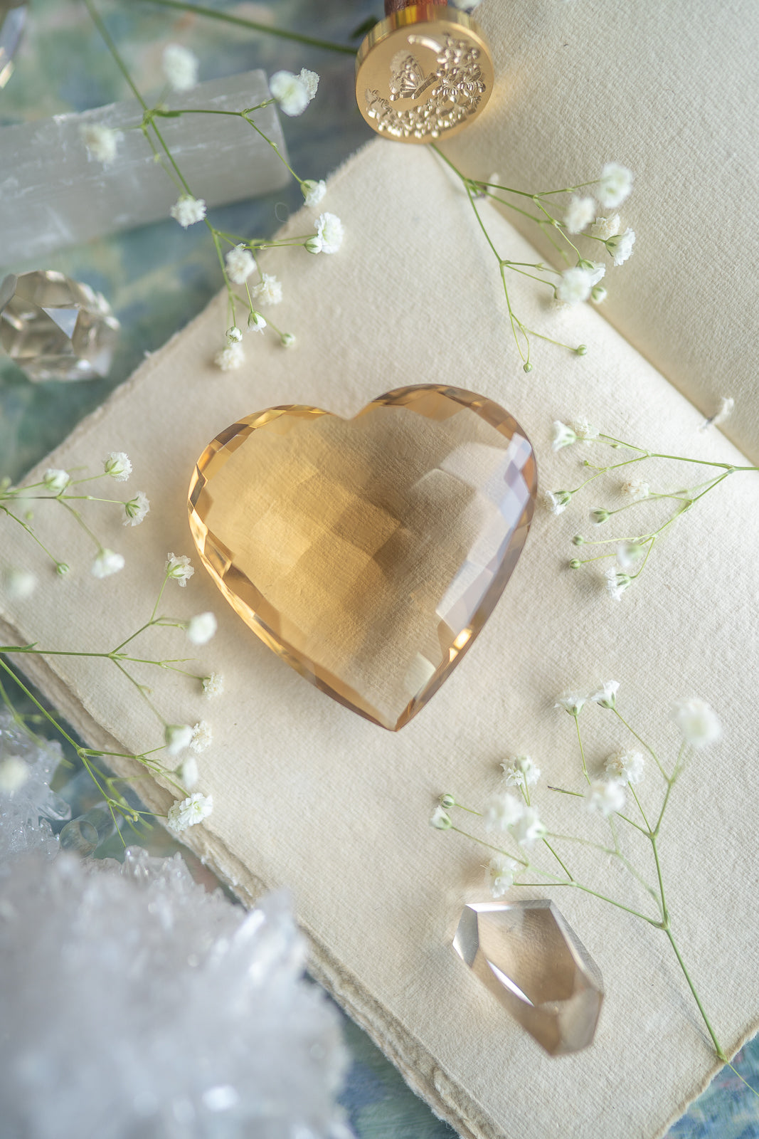 Faceted Citrine Heart