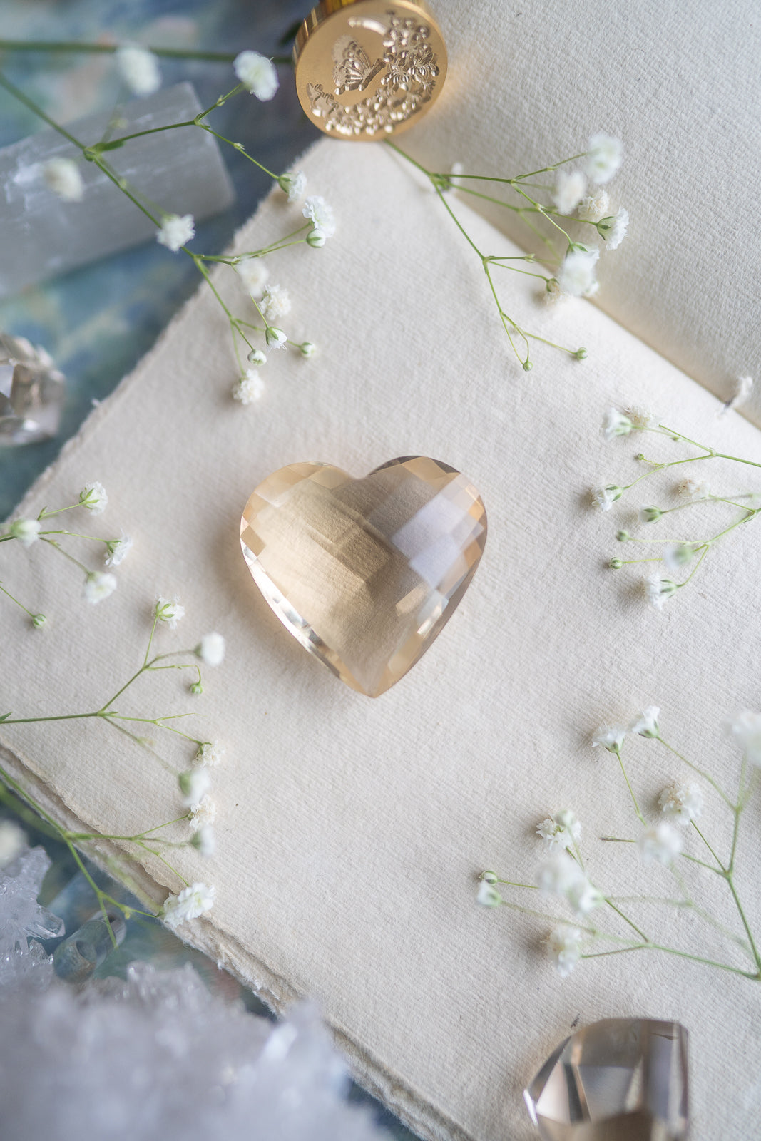 Faceted Citrine Heart