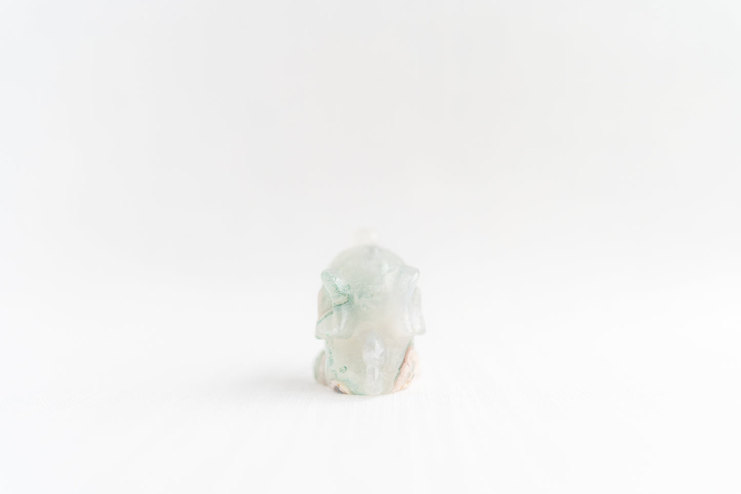 Green Flower Agate Elephant with Quartz