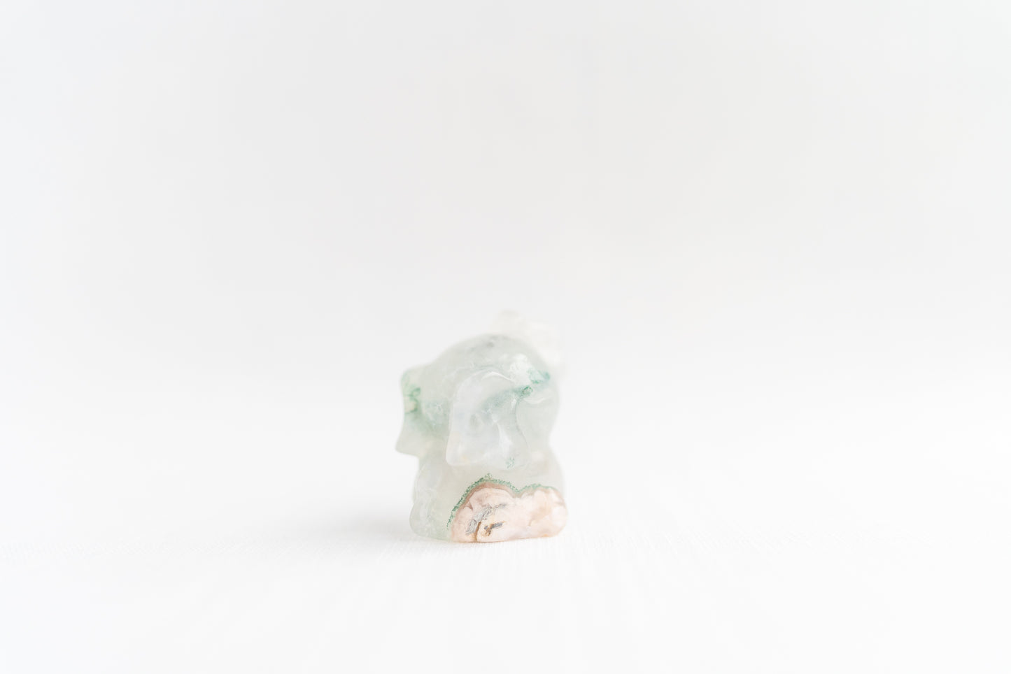 Green Flower Agate Elephant with Quartz