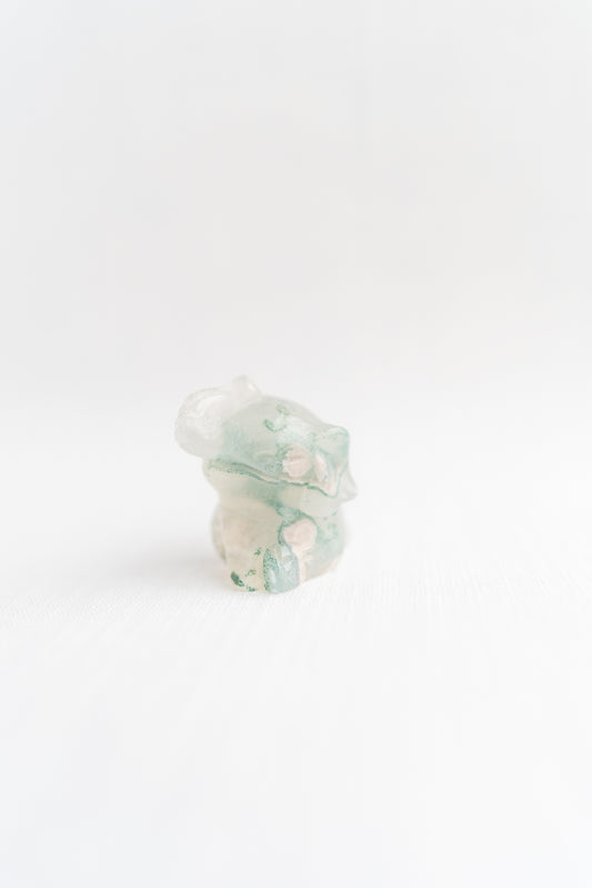 Green Flower Agate Elephant with Quartz